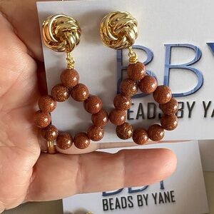 Gold and Brown Earrings